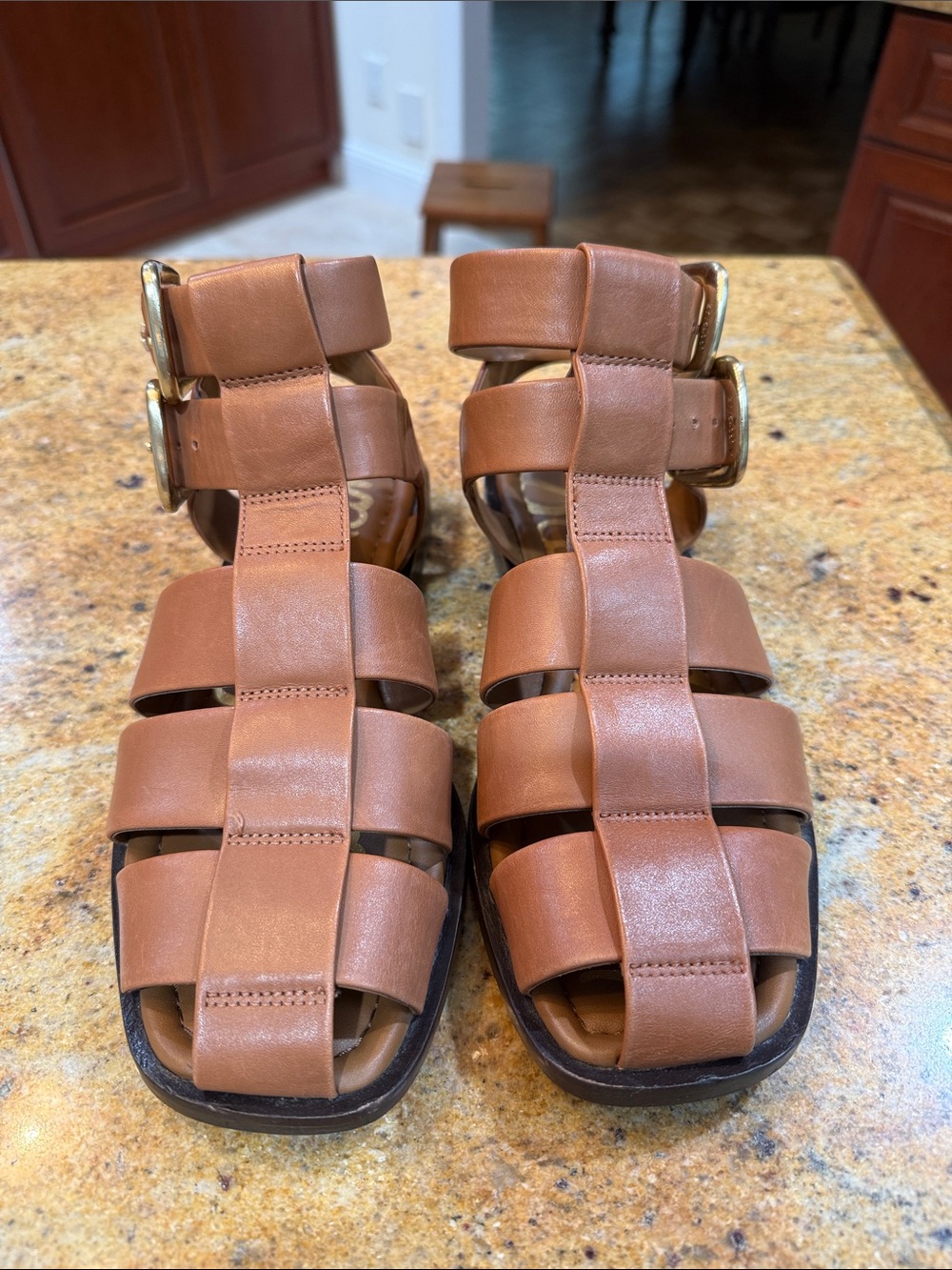 Sam Edelman Brown Leather Strappy Gladiator Sandals